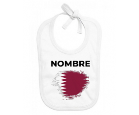 Bandera del efecto pincel de Qatar con nombre: Babero para bebé