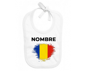 Efecto cepillo de bandera Rumania con nombre: Babero para bebé