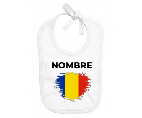 Efecto cepillo de bandera Rumania con nombre: Babero para bebé