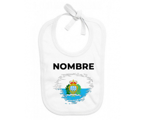 Bandera del efecto pincel de San Marino con nombre: Babero para bebé