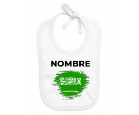 Bandera del efecto pincel de Arabia Saudita con nombre: Babero para bebé