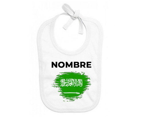 Bandera del efecto pincel de Arabia Saudita con nombre: Babero para bebé