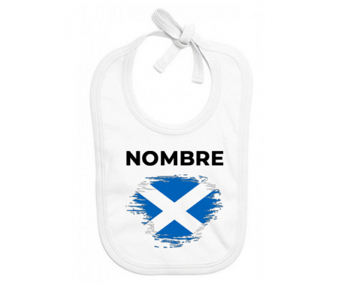 Bandera del efecto pincel de Escocia con nombre: Babero para bebé