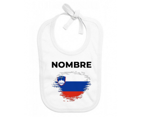 Bandera del efecto pincel eslovenia con nombre: Babero para bebé