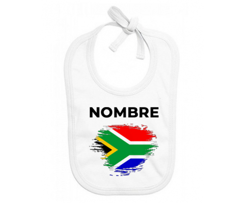 Bandera del efecto pincel sudafricano con nombre: Babero para bebé