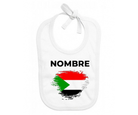 Bandera del efecto pincel de Sudán con nombre: Babero para bebé