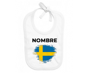 Bandera del efecto pincel de Suecia con nombre: Babero para bebé