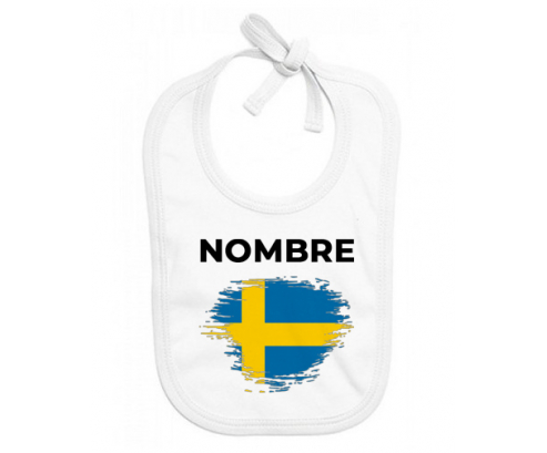 Bandera del efecto pincel de Suecia con nombre: Babero para bebé