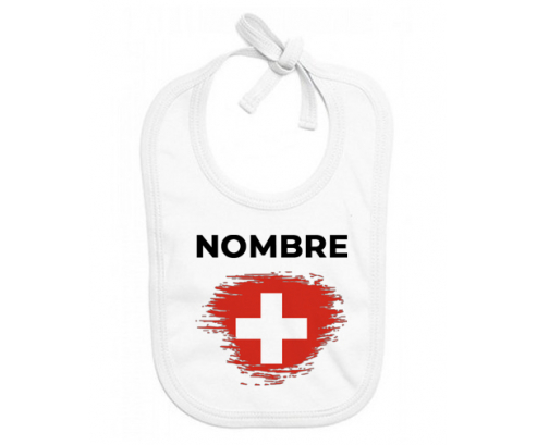 Bandera suiza del efecto pincel con nombre: Babero para bebé