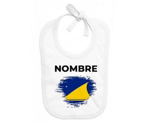 Bandera del efecto pincel Tokelau con nombre: Babero para bebé
