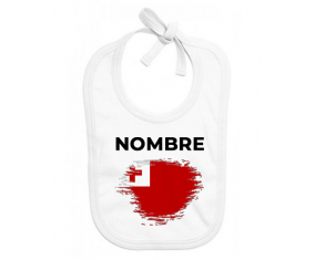 Bandera del efecto pincel Tonga con nombre: Babero para bebé