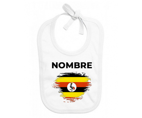 Bandera del efecto pincel de Uganda con nombre: Babero para bebé