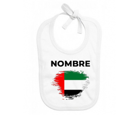 Bandera de pincel de los Emiratos Árabes Unidos con nombre: Babero para bebé