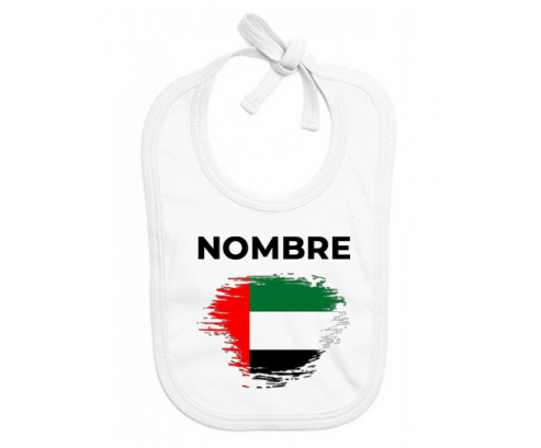 Bandera de pincel de los Emiratos Árabes Unidos con nombre: Babero para bebé