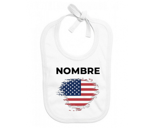 Bandera del efecto pincel Los Estados Unidos de América con nombre: Babero para bebé
