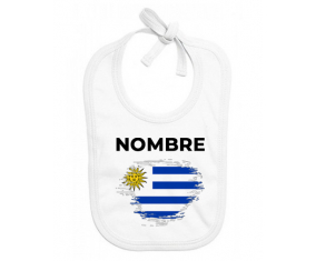 Uruguay cepilla bandera efecto con nombre: Babero para bebé
