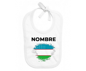 Bandera del efecto pincel de Uzbekistán con nombre: Babero para bebé