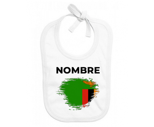 Bandera del efecto pincel de Zambia con nombre: Babero para bebé