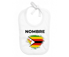 Bandera del efecto pincel de Zimbabue con nombre: Babero para bebé