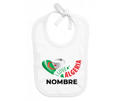 I love algeria con nombre : Babero para bebé