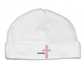 Es una cruz rosa de niña - nombre: Gorro para Bebé