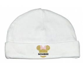 Disney Minnie Golden Ears Nudo rosa con nombre: Gorro para Bebé