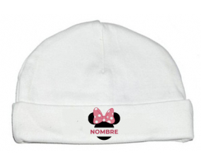 Disney Minnie Black Ears Nudo rosa con nombre: Gorro para Bebé