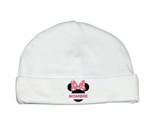 Disney Minnie Black Ears Nudo rosa con nombre: Gorro para Bebé
