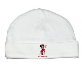 Disney Devil Minnie Orejas Negras Nudo rosa con nombre: Gorro para Bebé