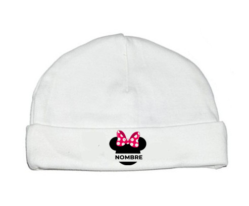 Disney Minnie Knot lunares blancos rosados con nombre: Gorro para Bebé