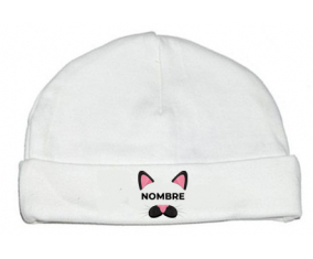 Gato rosa con nombre: Gorro para Bebé