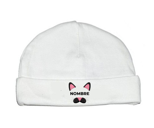 Gato rosa con nombre: Gorro para Bebé