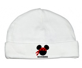 Disney Mickey rojo pirata bufanda negro guisantes con nombre: Gorro para Bebé