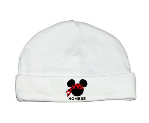 Disney Mickey rojo pirata bufanda negro guisantes con nombre: Gorro para Bebé
