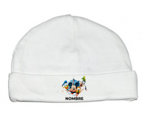 Disney Mickey Donald Rather y Bingo diseño 1 con nombre: Gorro para Bebé