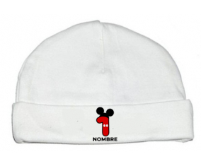 Disney Mickey Número 1 con nombre: Gorro para Bebé