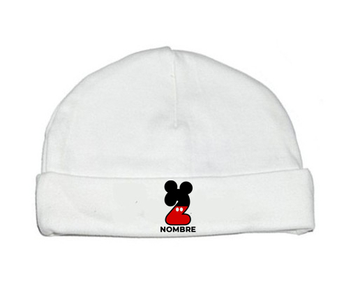 Disney Mickey Número 2 con nombre: Gorro para Bebé