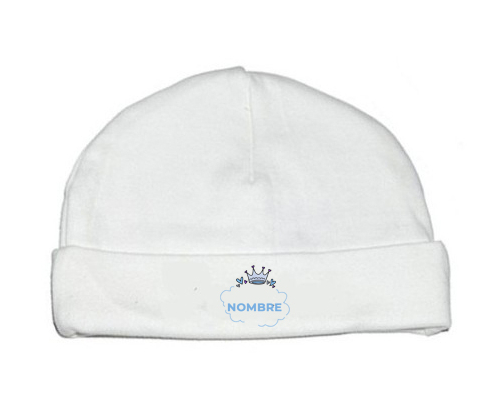Corazón de burbuja corona azul con nombre : Gorro de bebe