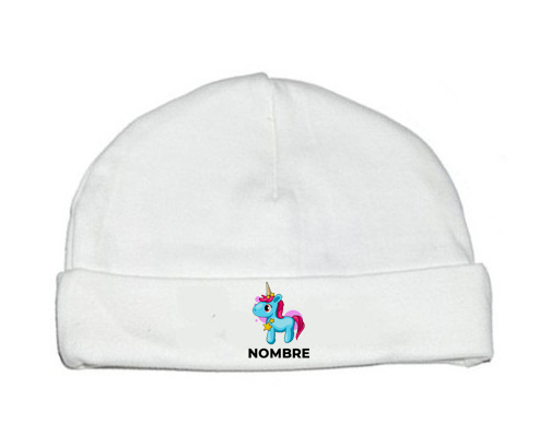 Unicornio azul rosa con nombre: Gorro para Bebé