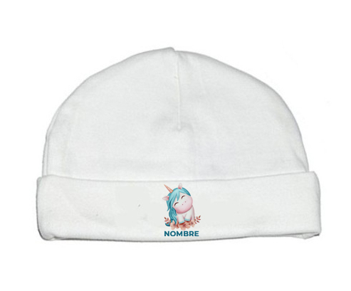 Unicornio turquesa con nombre: Gorro para Bebé
