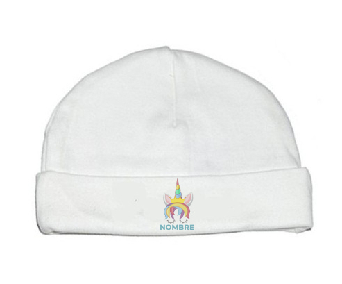 diseño-1 unicornio con nombre: Gorro para Bebé