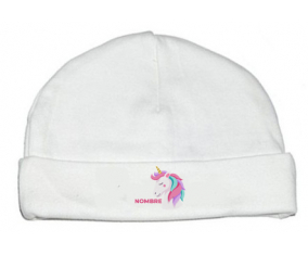 diseño-2 unicornio con nombre: Gorro para Bebé