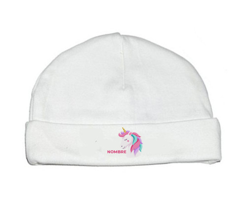 diseño-2 unicornio con nombre: Gorro para Bebé