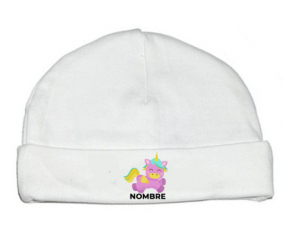 diseño-4 unicornio con nombre: Gorro para Bebé