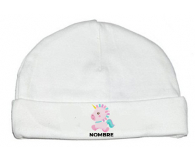 diseño-6 unicornio con nombre: Gorro para Bebé