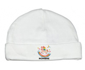 Unicornio arco iris con nombre: Gorro para Bebé