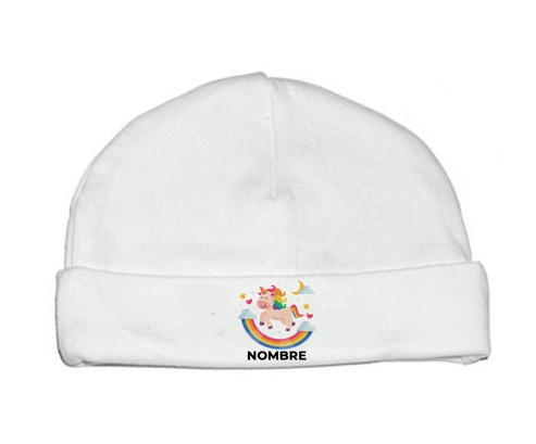 Unicornio arco iris con nombre: Gorro para Bebé