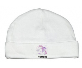diseño-7 unicornio con nombre: Gorro para Bebé