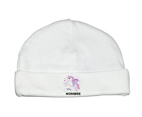 diseño-7 unicornio con nombre: Gorro para Bebé