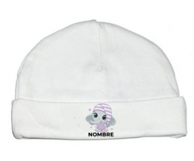 Dulce bebé elefante nocturno con nombre: Gorro para Bebé